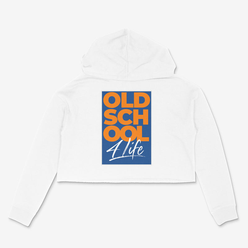 "Old School 4 Life" - Lightweight, Women's Crop Hoodie