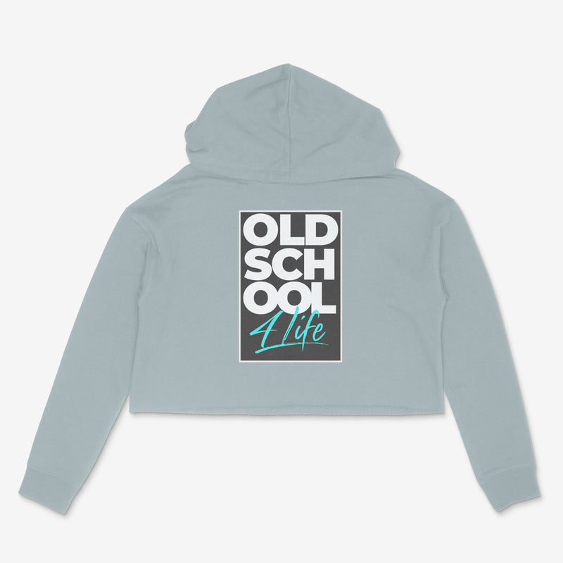 "Old School 4 Life" - Lightweight, Women's Crop Hoodie