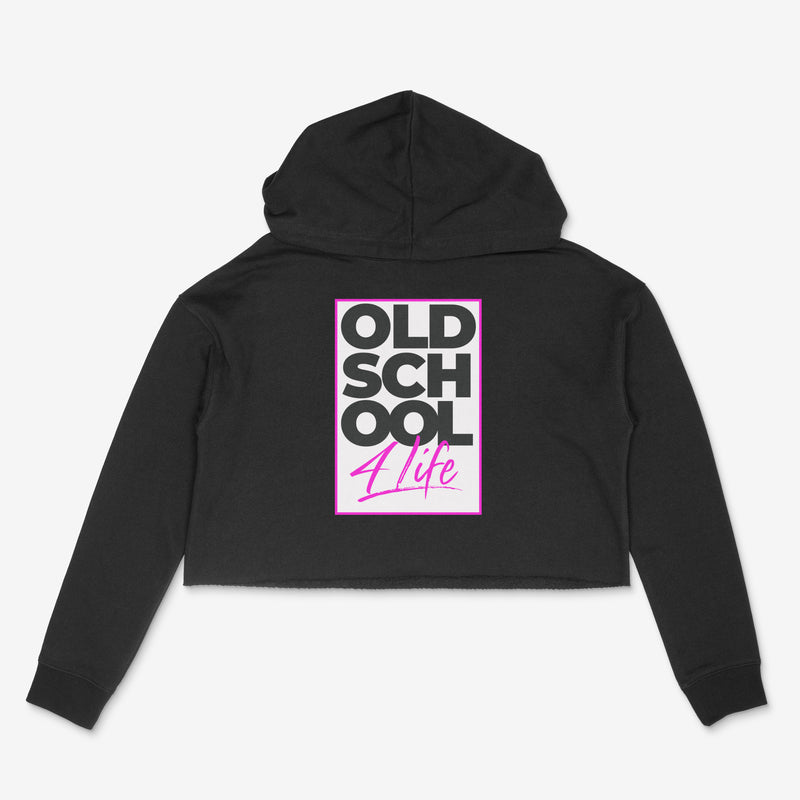 "Old School 4 Life" - Lightweight, Women's Crop Hoodie