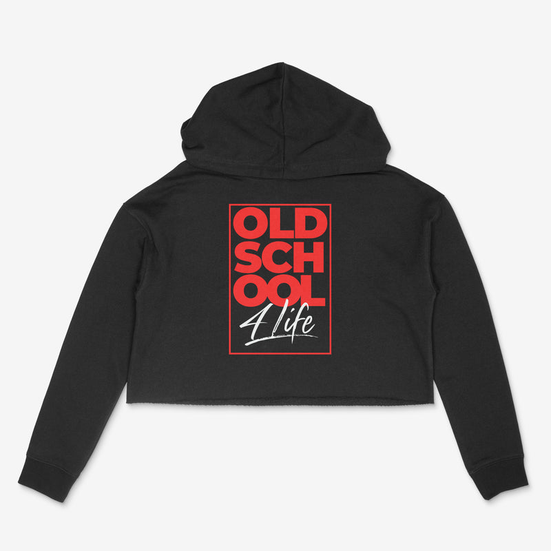 "Old School 4 Life" - Lightweight, Women's Crop Hoodie
