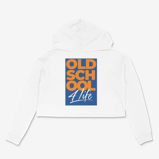"Old School 4 Life" - Lightweight, Women's Crop Hoodie