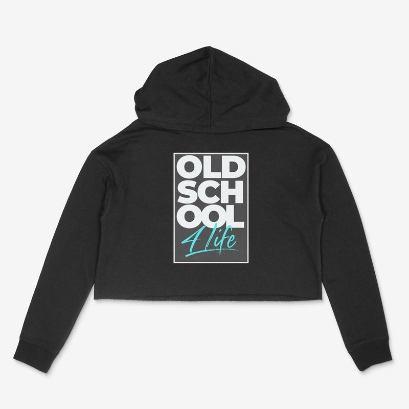 "Old School 4 Life" - Lightweight, Women's Crop Hoodie